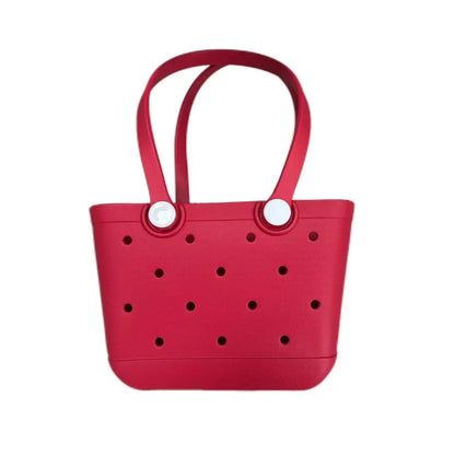 EVA Medium Oval Beach Bag – Waterproof Large Capacity Hollow Design Handbag, Fashion Sports Style Portable Open Mouth Tote