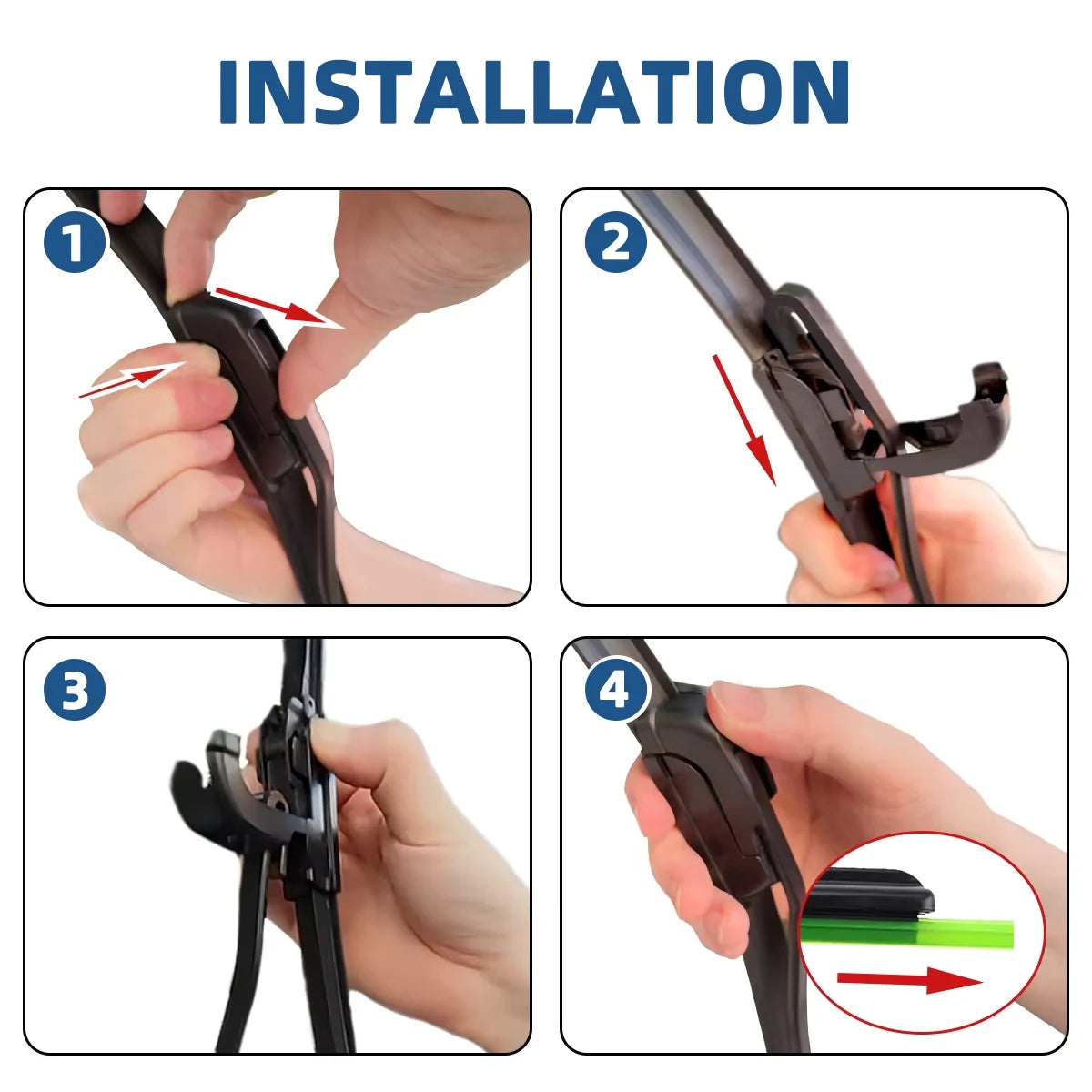 Universal Frameless Windshield Wiper Blade - 9mm J Hook Type Long Lasting Car Wiper Replacement