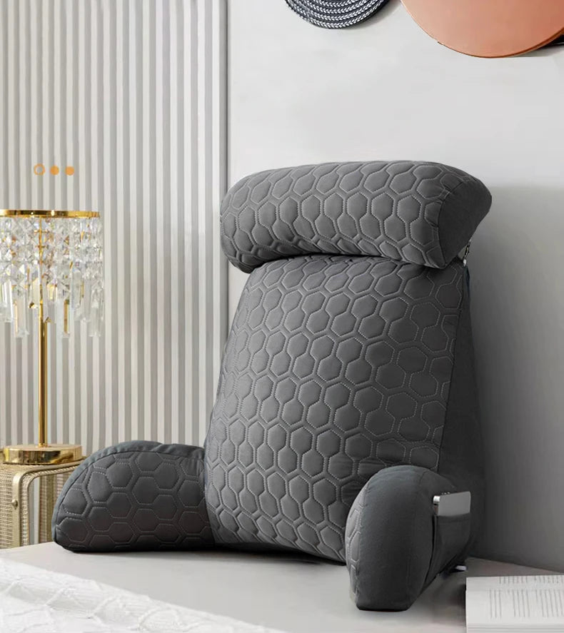 Triangle Reading Pillow – Cooling Latex Wedge Cushion, Removable & Washable Backrest for Sofa & Bed