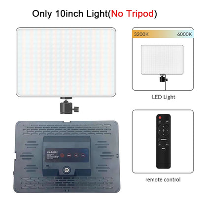 LED Video Light Panel - 10/14-Inch Photography Lighting, 3200K–6000K, Remote Control, EU Plug for Studio & Live Streaming