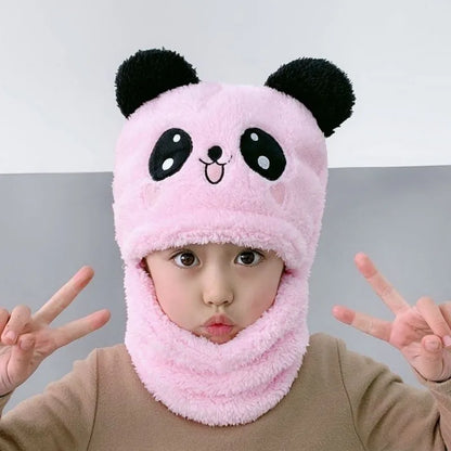 Fashionable Autumn & Winter Children's Cartoon Hat & Scarf Set - Double Layer Wool Warm Hat for Boys & Girls