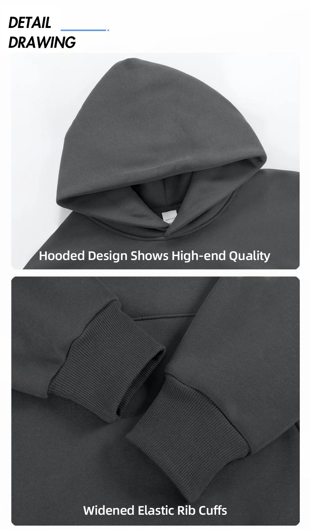 480gsm Heavyweight Cotton Fleece Hoodie – Unisex Plus Velvet Thick Pullover Sweatshirt with Hood
