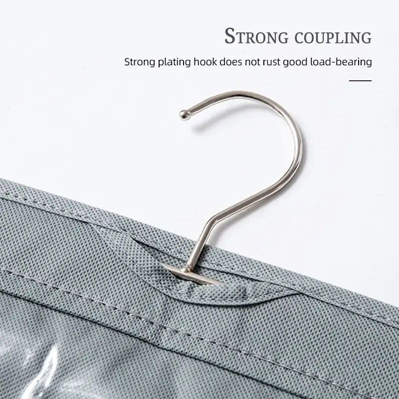 6-Pocket Hanging Handbag Organizer – Gray Waterproof Storage Bag with Hanger for Closet, Door & Wall