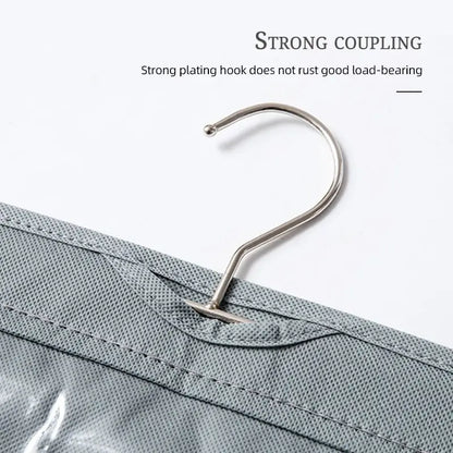 6-Pocket Hanging Handbag Organizer – Gray Waterproof Storage Bag with Hanger for Closet, Door & Wall