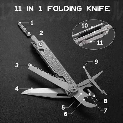 SWISS TECH 11-in-1 Mini Multitool - Folding EDC Camping Tool with Scissors, Screwdriver & Clip
