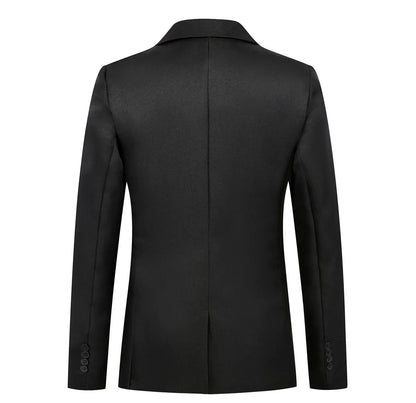 Men’s Casual Business Slim Fit Suit Jacket — Trendy Autumn Single-Button Formal Blouse, Non-Iron Solid Color