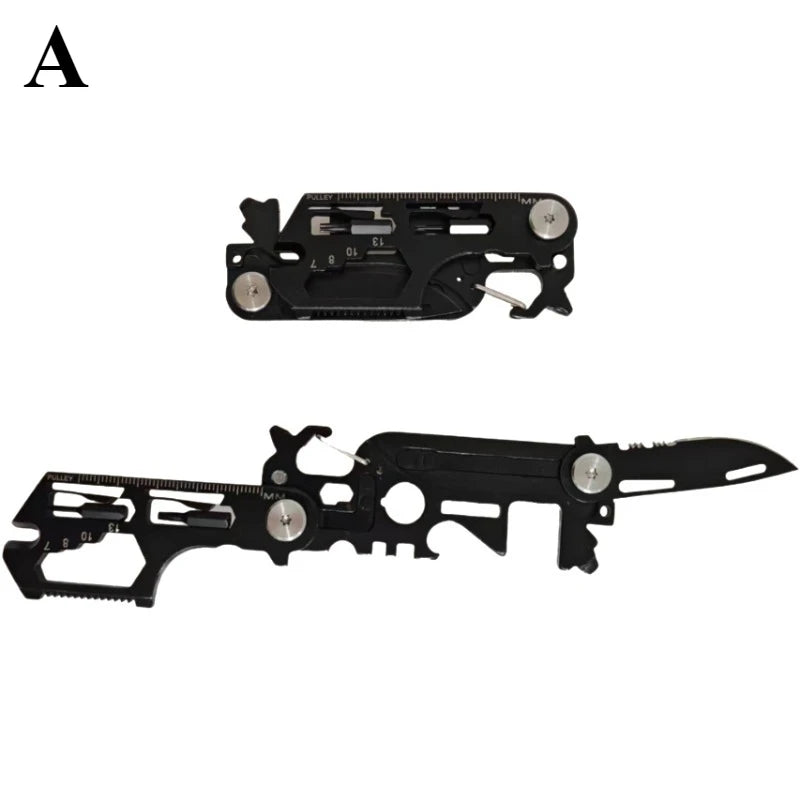 Multifunctional Outdoor Tool Card – Folding Molle Scissors, Mini Army Knife & Bicycle Repair EDC Camping Gear