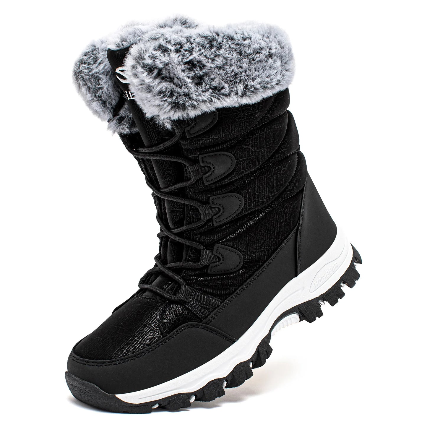 HOBIBEAR Women’s Winter Snow Boots – Waterproof Faux Fur Lined Non-Slip Lace-Up Outdoor Shoes