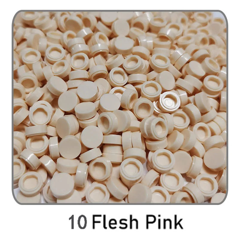 1000Pcs 1x1 Round Building Blocks Set - 52 Color DIY Creative Educational Bricks Compatible with 98138 Toy Kits for Kids