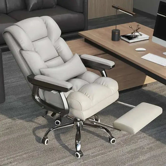 Modern Ergonomic Leather Office Chair - Swivel Computer Desk Chair with Cushioned Seat for Home & Office
