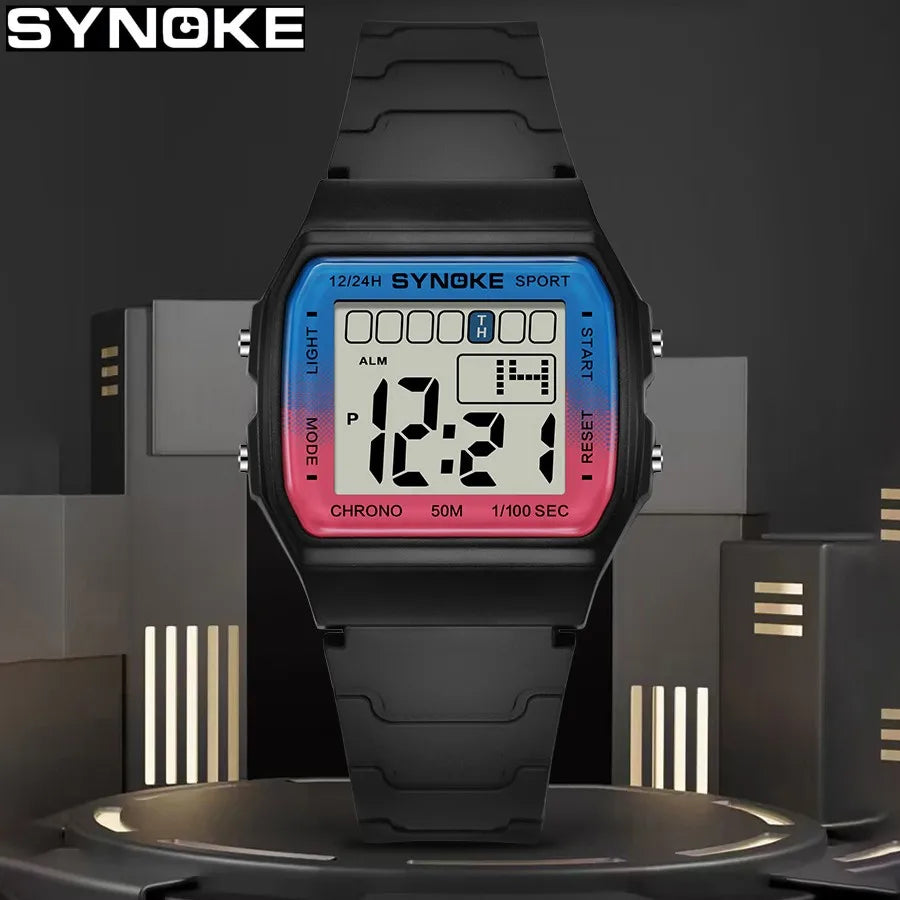 SYNOKE Unisex LED Digital Sports Watch - Waterproof Luminous Electronic Wristwatch for Kids & Adults