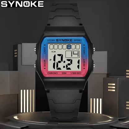 SYNOKE Unisex LED Digital Sports Watch - Waterproof Luminous Electronic Wristwatch for Kids & Adults