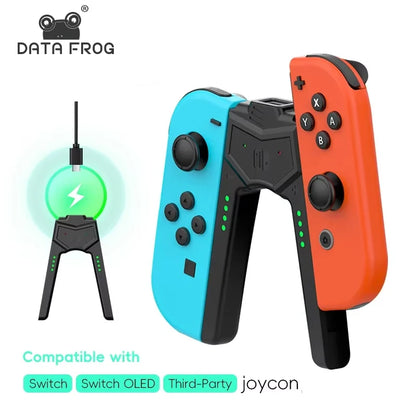 DATA FROG Switch Charging Grip – Joy-Con Charging Bracket Handle for Nintendo Switch, Switch Lite & OLED Accessories