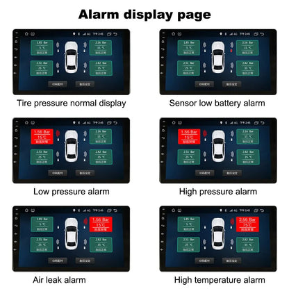 Android Navigation TPMS with 4 Sensors Alarm System - Wireless Transmission Tire Pressure Monitoring System for Android Car