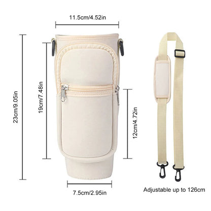 Portable Water Bottle Carrier Bag – Neoprene Holder with Phone Pocket for Stanley 40oz Tumbler with Handle