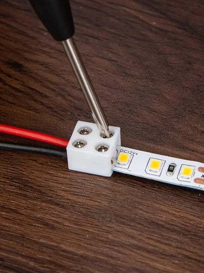 8mm Solderless LED Strip Connectors - Single Color Tape Light Fixed Clamps for Easy LED Installation