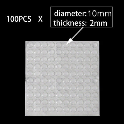 100-Piece Silicone Anti-Slip Bumper Pads - Soft Rubber Furniture Feet, Cabinet Cushions, and Drawer Door Protectors