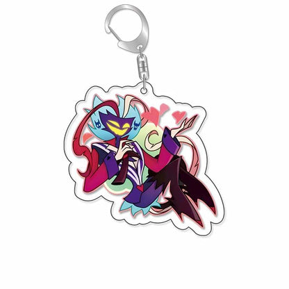 Anime Acrylic Keychain – Vaggie & Alastor Y2K Cartoon Pendant for Bags, Keys & Gifts