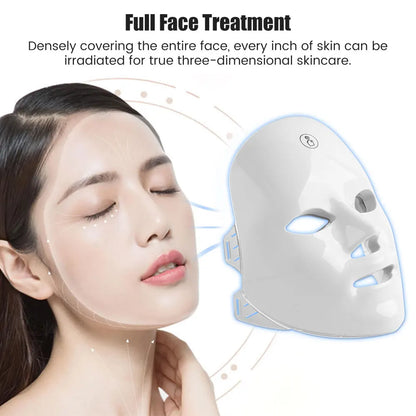 Rechargeable 7-Color LED Facial Mask - Photon Light Therapy Skin Care & Beauty Device for Home Use