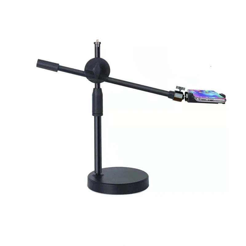 Overhead Tripod with Ring Light and Tabletop Stand, Mobile Phone Holder, Boom Arm for Nail Art and Photography