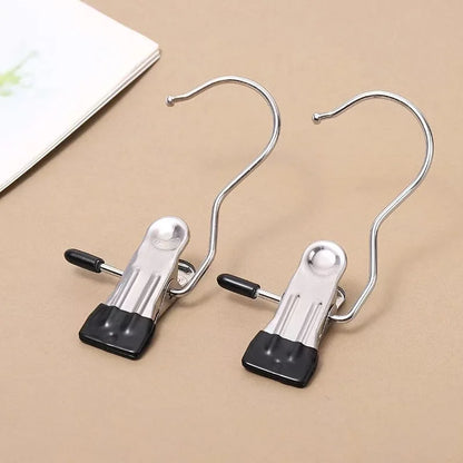 Stainless Steel Clothespins with Hook – Portable Laundry Organizer for Efficient Clothes Management & Hanging