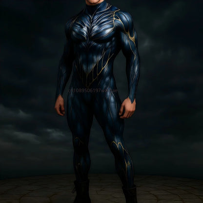 Men's Cyberpunk Muscle Bodysuit - Sci-Fi Printed Cosplay Zentai Costume for Carnival, Stage & Performance Events