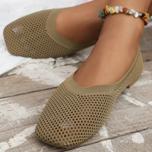 Women’s Mesh Knitting Loafers – Casual Summer Flats & Sport Sneakers, Lightweight Walking & Running Shoes