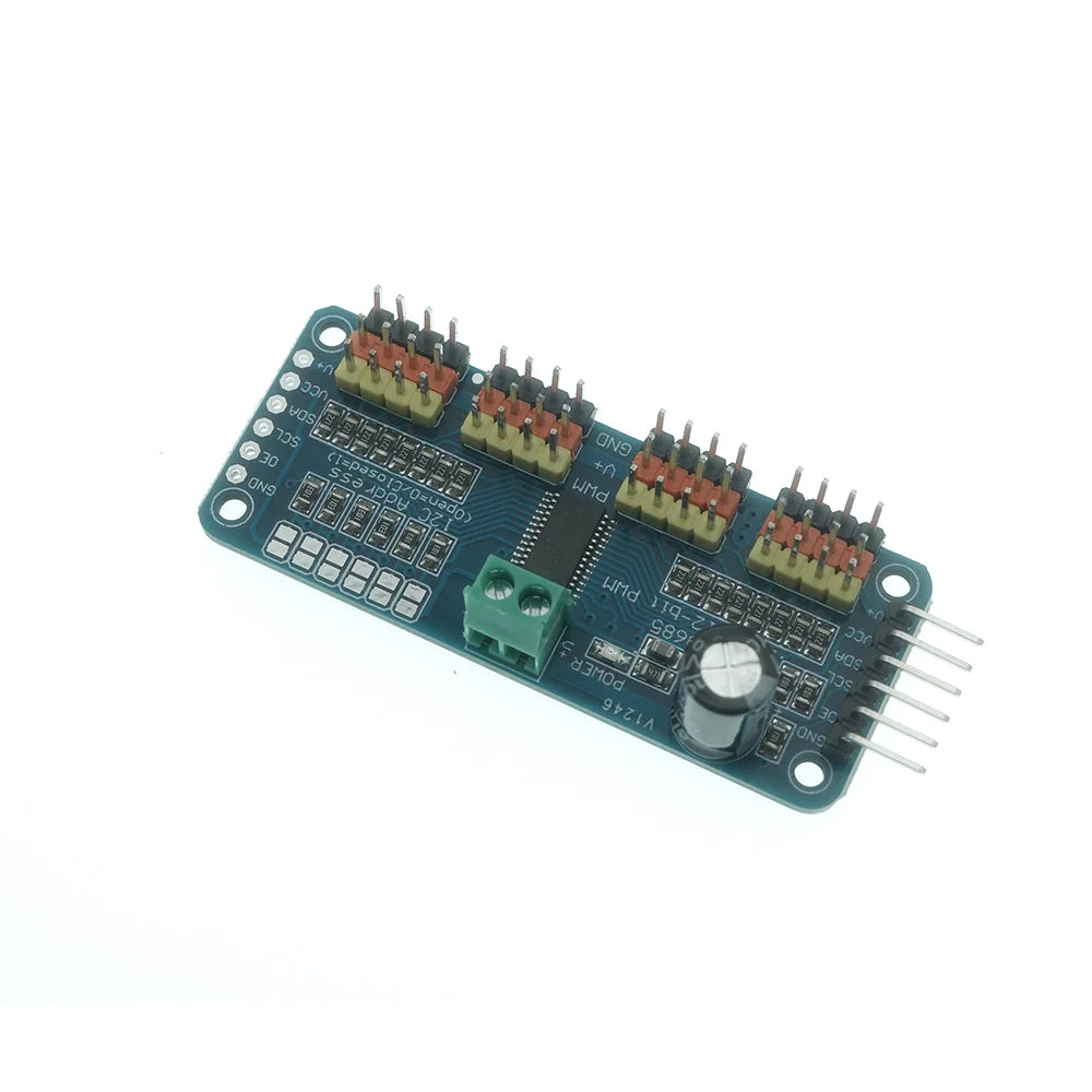 PCA9685 16-Channel 12-Bit PWM Servo Driver Module - I2C Interface Controller for Raspberry Pi DIY Projects