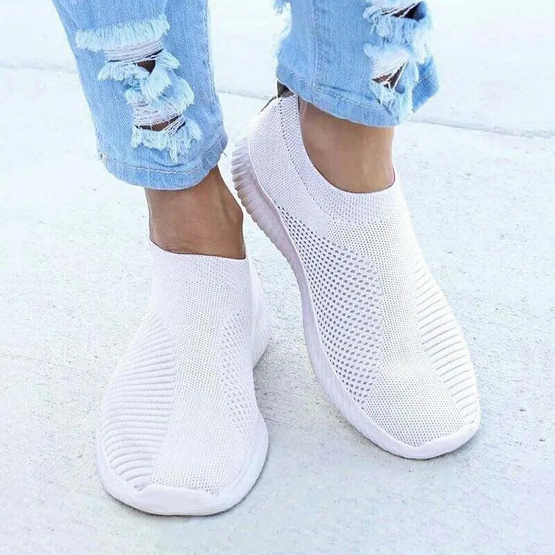 Women’s Fashion Sneakers — Casual Walking Flat Platform Sock-Style Chunky Slip-On Shoes