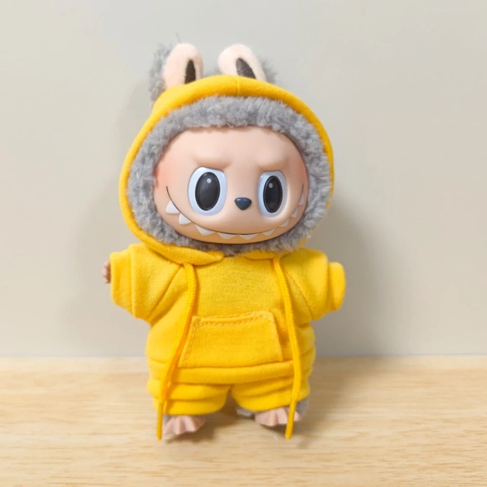 Labubu Casual Sweatsuit Set for 15/17cm Dolls — Comfy Doll Clothes with Ribbed Hem Details