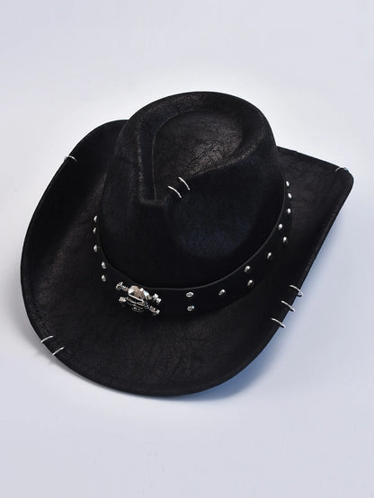 Faux Leather Vintage Western Cowboy Hat for Men – Gentleman Jazz Panama Cowgirl Sombrero Hat