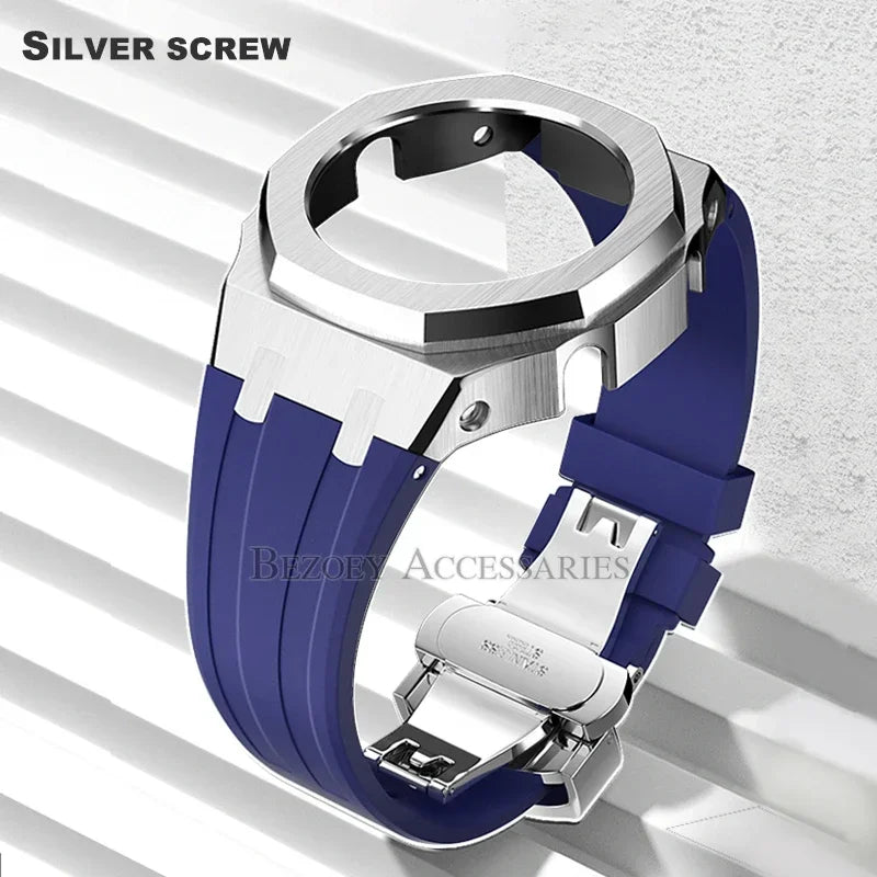 GEN4 Casioak GA2100 Mod Kit – Stainless Steel Case, Bezel, and Rubber Strap Replacement for G-SHOCK GA2100/GA2110