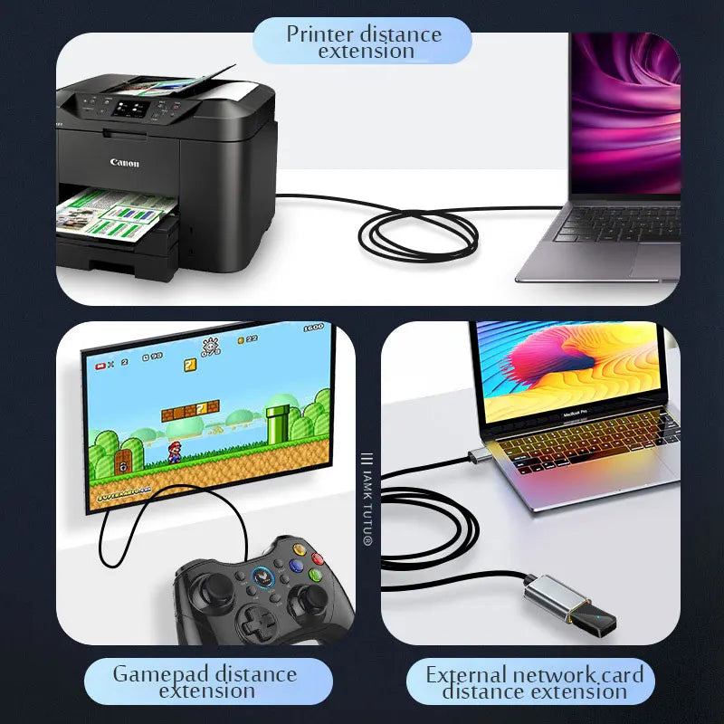 USB 3.0/2.0 Extension Cable – Male to Female High-Speed Extender for Laptop and PC