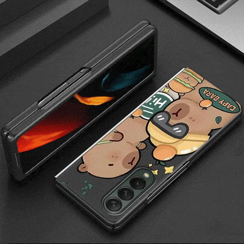Cute Capybara Case for Samsung Galaxy Z Fold 6/5/4/3 5G – Funny Bumper Shockproof Cover