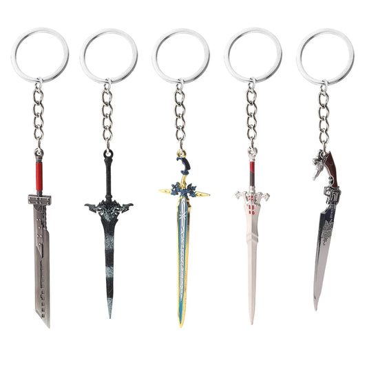 Final Fantasy Sword Pendant Keychain – Mini Remastered Game Key Ring for Car, Backpack & Cosplay Jewelry Accessories Gift