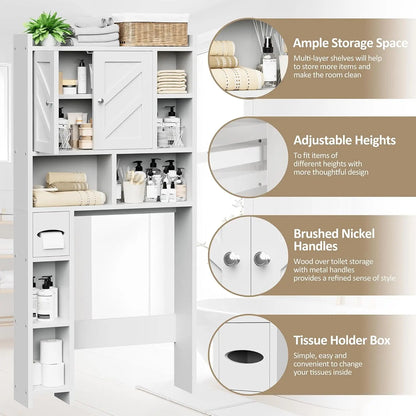 Over-The-Toilet Storage Cabinet - Freestanding Bathroom Organizer with Shelves