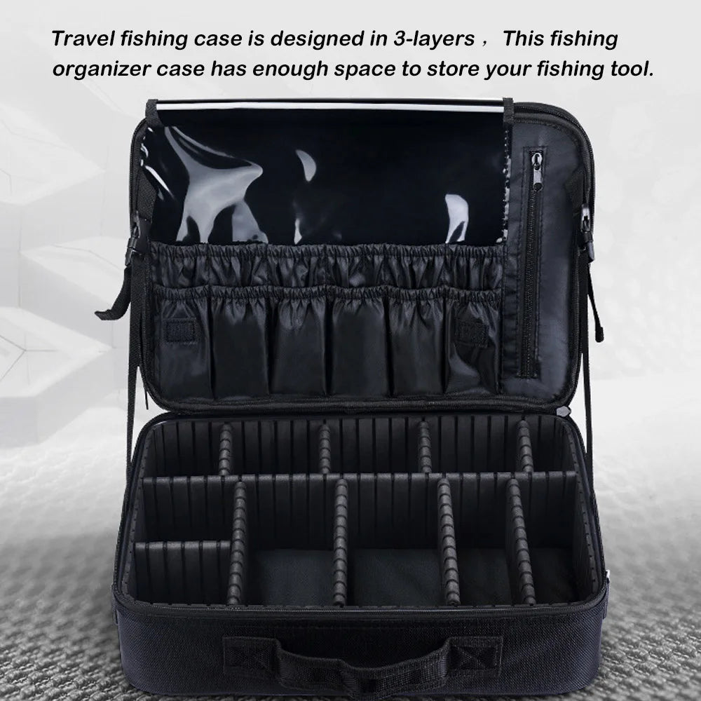 Large Fishing Tackle Bag — Waterproof Oxford Multi-Layer Reel & Lure Storage Case, Multi-Function Fishing Organizer