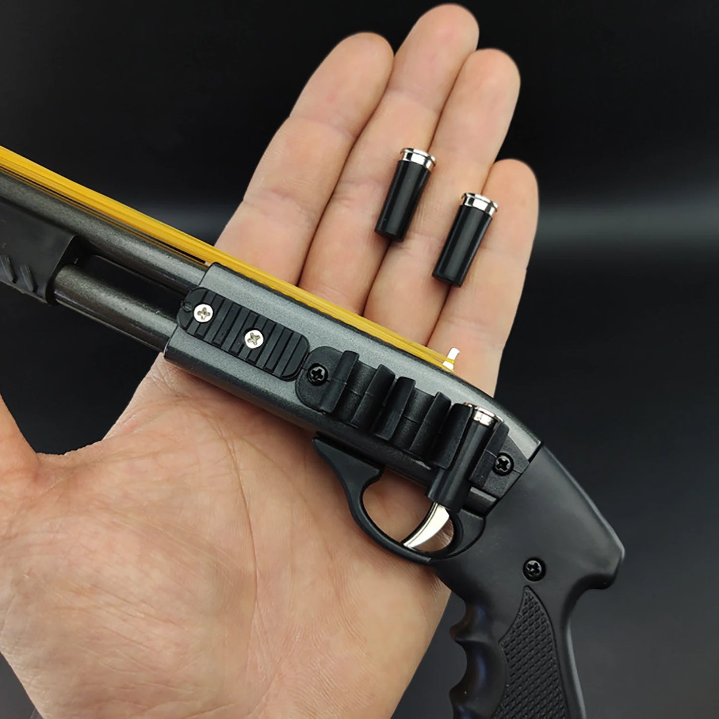 Mini Alloy Rubber Band Gun Toy - 8 Round Novelty Model with 20 Colorful Rubber Bands Included