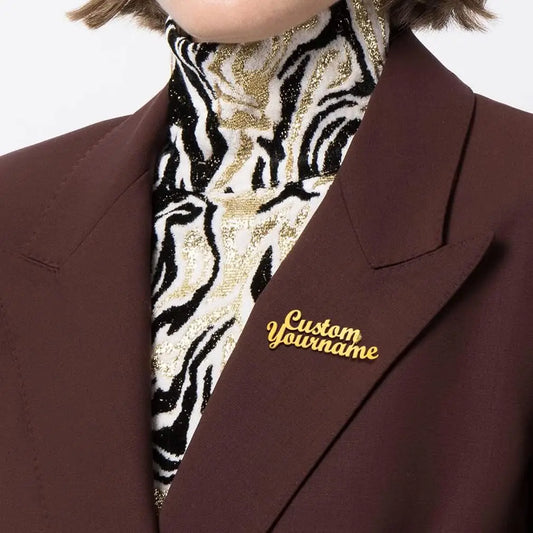 Personalized Handmade Name Pins - Custom Text Flip Collar & Suit Pins, Unique Gift Idea
