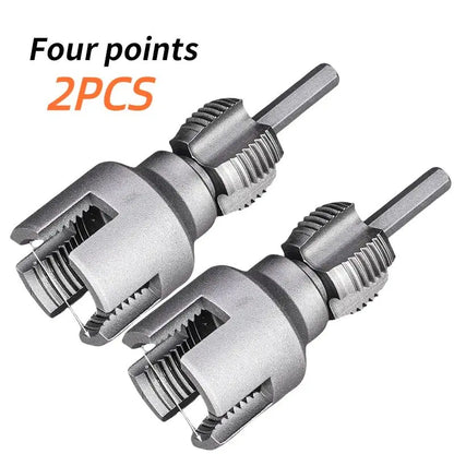 High-Speed DN15/DN20 Pipe Threading Tool – Double-Ended Internal & External Cutter for Electric Drill, 4/6 Point Water Pipe Work