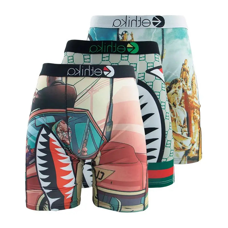 3-Piece Men’s Sexy Underwear – Printed Boxer Shorts, Plus Size Boxer Briefs XXXL Lingerie