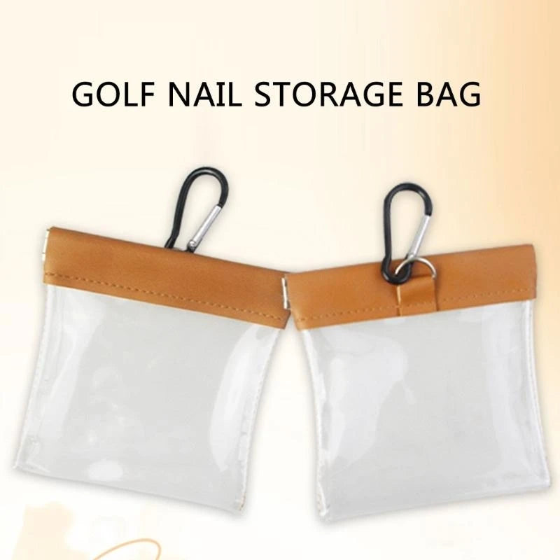 Transparent Wide-Mouth Golf Tee Storage Bag - Portable Hanging Pouch for Golf Tees and Small Valuables