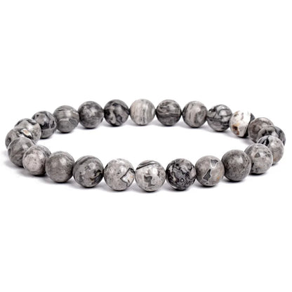 Natural Stone Bead Bracelet - Amethyst Crystal Quartz Aquamarine Jade Agate Elastic Bangle Jewelry for Women & Men