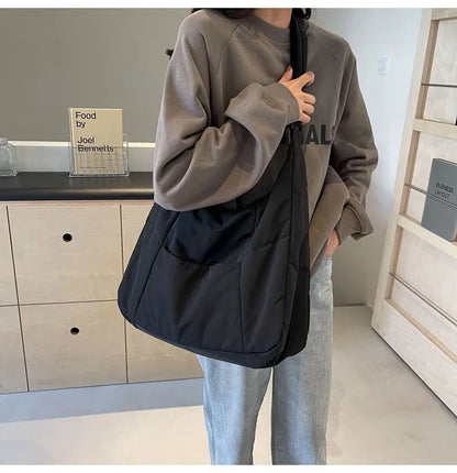 2025 Trendy Women's Soft Cloth Shoulder Bag – Solid Color, Y2K Casual Style, Crossbody Handbag for Students