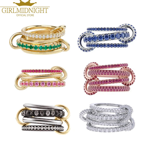 2026 Spinelli Stacking Rings - Iced Out 5A CZ Micro Pave Multi-Piece Engagement Finger Jewelry Set for Women