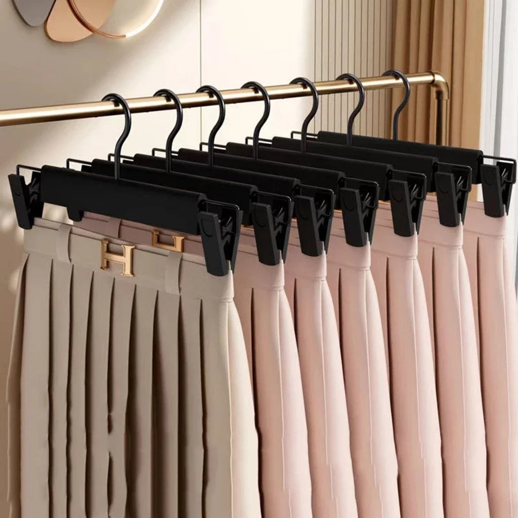 5PCS Adjustable Pants Hangers - Space Saving Anti Slip Metal Clips Rack for Skirts, Clothes, Socks & Lingerie Organizer