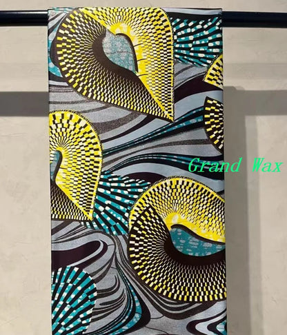 African Golden Glitter Wax Fabric - Soft Cotton Ankara Batik Print Material for Uniforms