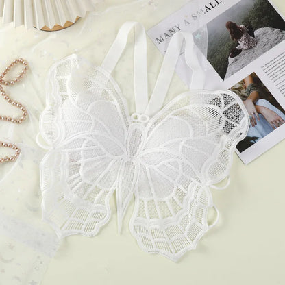 Butterfly Lace Backless Bralette for Women – Hollow Embroidered All-in-One Seamless Support Bra Top, Comfortable Sexy Lace Underwear