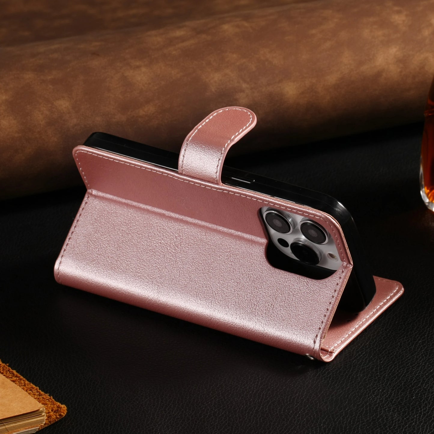 Leather Flip Wallet Case with Stand – Protective Cover for iPhone 15, 14, 13, 12 Mini, 11 Pro Max, X, XR, XS Max, 7, 8, 6, 6s Plus, 5, 5s, SE 2020