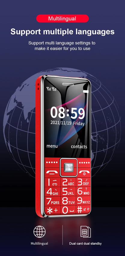 GSM 2G G600 BAR Phone – Dual SIM, 6800mAh Battery, SOS Button, 2.4" Screen, MP3 Recorder Mobile Cellphone for Seniors